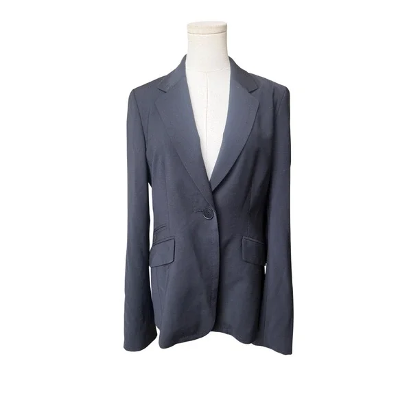 Talbots Navy Blue Wool One Button Blazer Jacket Women Size 6 Preppy Office Chic - Picture 1 of 8